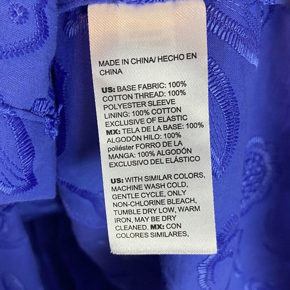 Chicos Top Women's Sz 14 Floral Embroidered Puff Sleeve Button Front Blouse - Picture 5 of 6